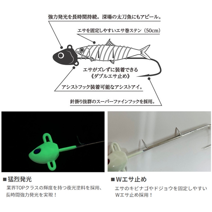 釣り具の通販なら 釣具のポイント 公式 オンラインストアヤマリア 猛光 太刀魚テンヤ シングル L ゆうパケット L 鈎 仕掛