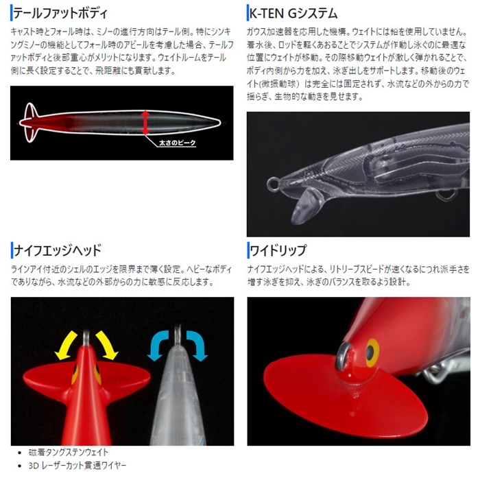 タックルハウス Tuned K-TEN TKGS135 101.パール・レッドヘッド