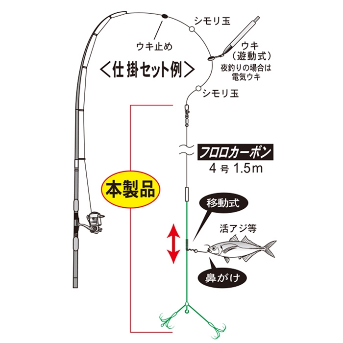 がまかつ お墨付きアオリイカ仕掛 はねあげ式(段差キャッチ) 42459 L