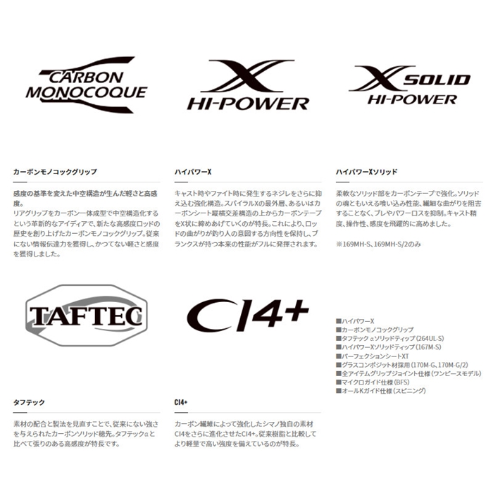 シマノ ゾディアス 169MH-S 22年追加モデル バスロッド【大型商品】(MH