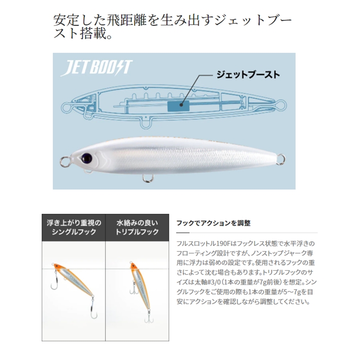 シマノ フルスロットル 190F ジェットブースト 006 Nホワイト XU-T19V