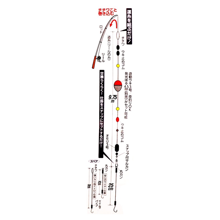 ハヤブサ コンパクトロッド カンタン太刀魚ウキ釣りセット Ha185 L L 鈎 仕掛 釣り具の通販なら 釣具のポイント 公式 オンラインストア