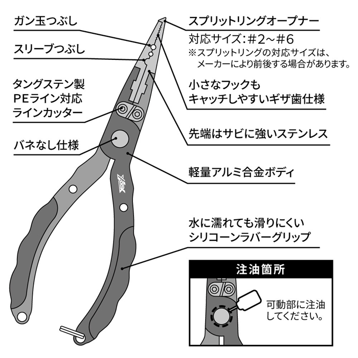 XOOX エキスパートプライヤー スモールノーズ レッド×ブラック