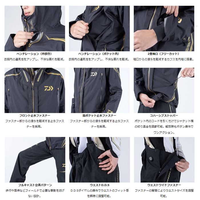 値下げ ダイワ DR-1823 ゴアテックス プロダクト コンビアップレインスーツ ブラック 4XL
