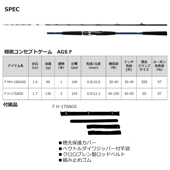 ダイワ 極鋭 コンセプトゲーム AGS F H-170AGS [21年モデル](H): 竿・ルアーロッド 釣り具の通販なら｜釣具のポイント  【公式】オンラインストア