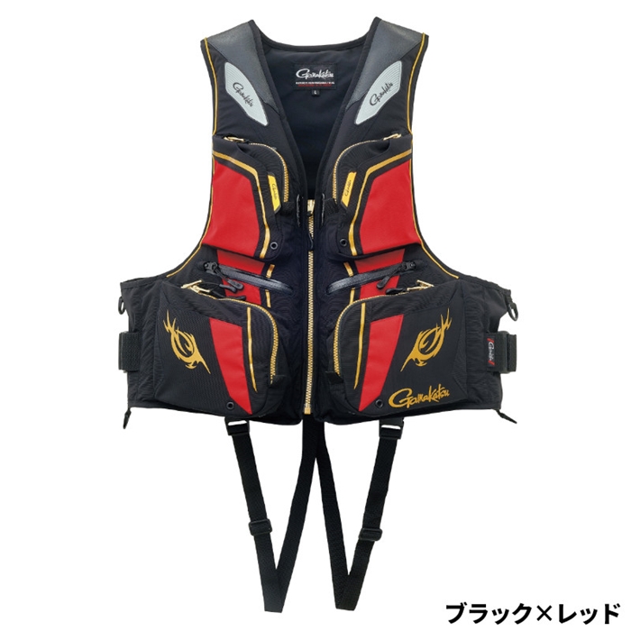 がまかつ フローティングベスト L ブラック×レッド GM2193 - 釣具の