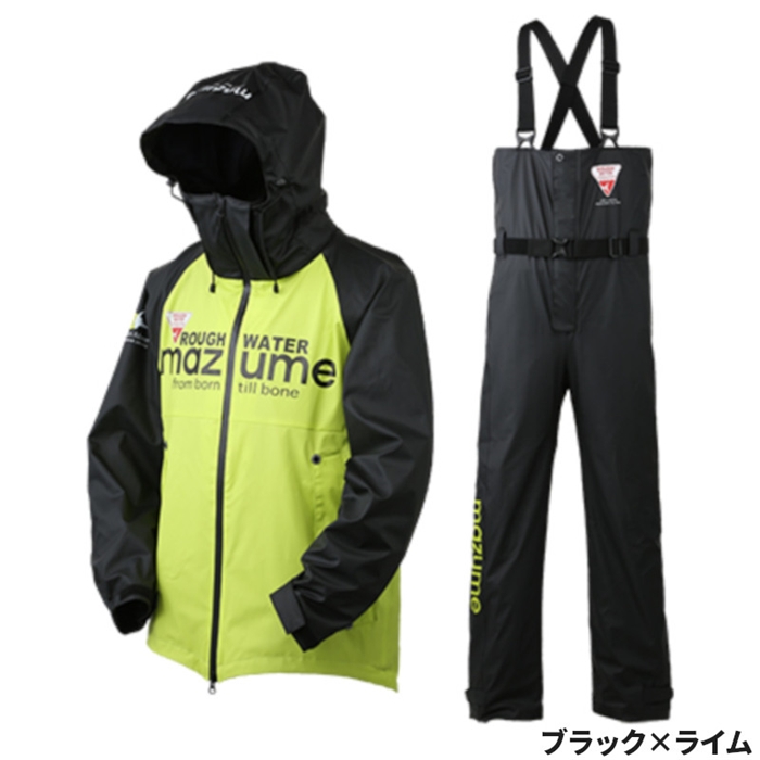 マズメ マズメ ROUGH WATER レインスーツ VI M ブラック×ライム MZRS-623