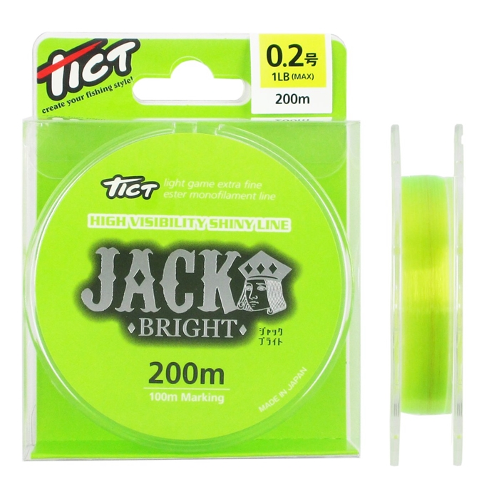 林釣漁具製作所/TICT TICT　JACK　BRIGHT　200m　0.2号　ブライトライムグリーン【ゆうパケット】 ブライトライムグリーン