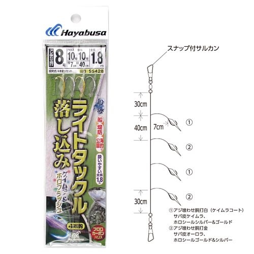 ハヤブサ 船極喰わせサビキ ライトタックル落し込み ケイムラ＆ホロフラッシュ ＳＳ４２８ 針８号ーハリス１０号【ゆうパケット】: 鈎・仕掛  釣り具の通販なら｜釣具のポイント 【公式】オンラインストア