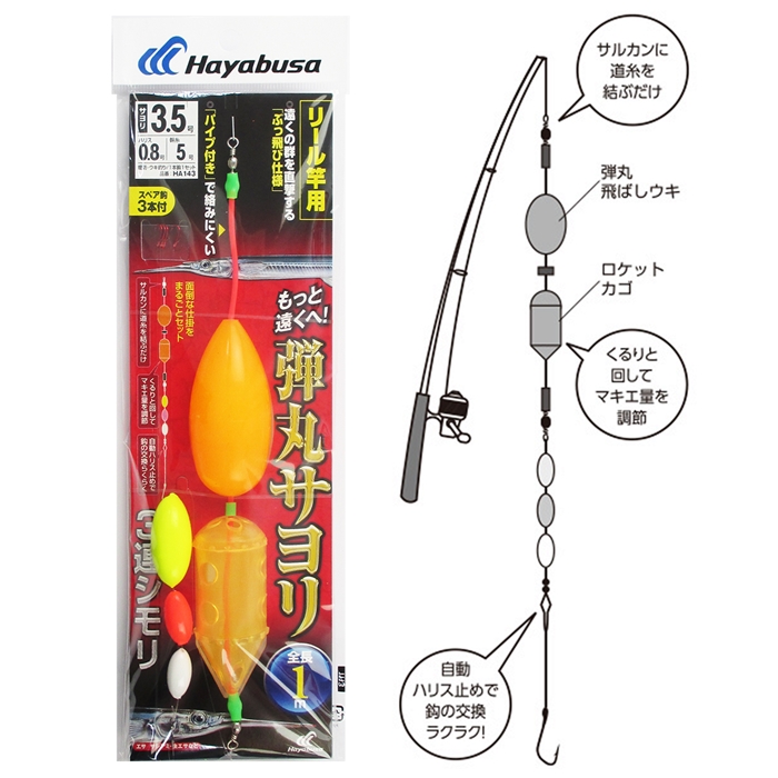 釣具のポイント 公式 オンラインストアハヤブサ 弾丸サヨリ 3連シモリ Ha143 針3 5号 ハリス0 8号 鈎 仕掛