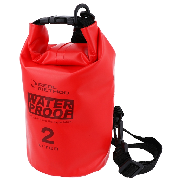 リアルメソッド ウォータープルーフターポリンドラムバッグ 2L レッド REAL METHOD