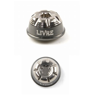 ※廃盤 新品未使用品 リブレ LIVRE リールキャップ C1 チタンG×レッド 4580354495203_1.jpg