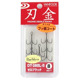 ヴァンフック 刃金トレブル　ＤＴ-３８ＢＬ・Ｂ　ファインワイヤートレブル　＃８　ゼロブラック【ゆうパケット】