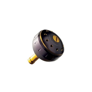 シマノ 夢屋 アルミラウンド型パワーハンドルノブ ブラック／ゴールド Ｍ ノブ ＴｙｐｅＡ用