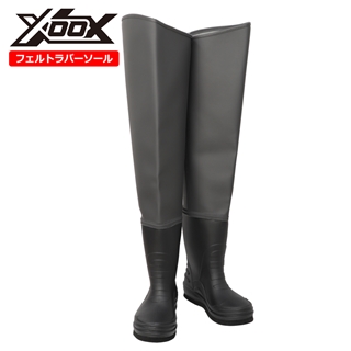 XOOX ベルトレスヒップウェーダー フェルトラバーソール L ダークグレー