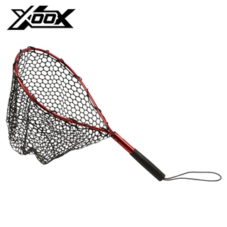 XOOX ラバーランディングネット ショート L レッド - 釣具の XOOX ラバーランディングネット ショート L レッド - 釣具の